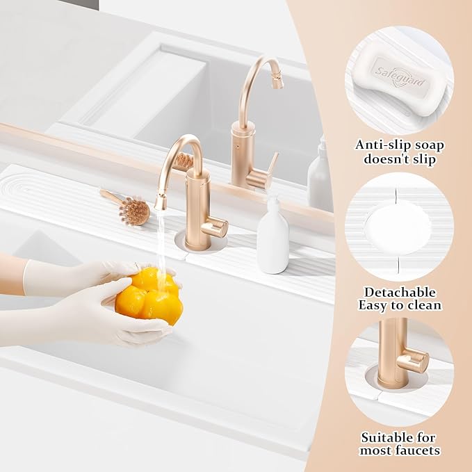 Faucet Mat for Kitchen Sink, 15.7" Quick Absorbent Diatomite Fast Drying Stone - Image 3