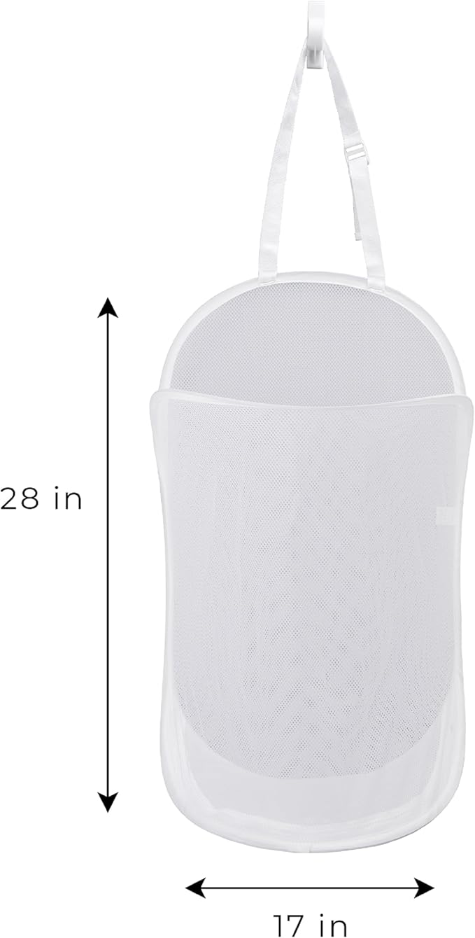 Smart Design Deluxe Mesh Over The Door Pop Up Hamper w/ Hook & Adjustable Strap - Image 4