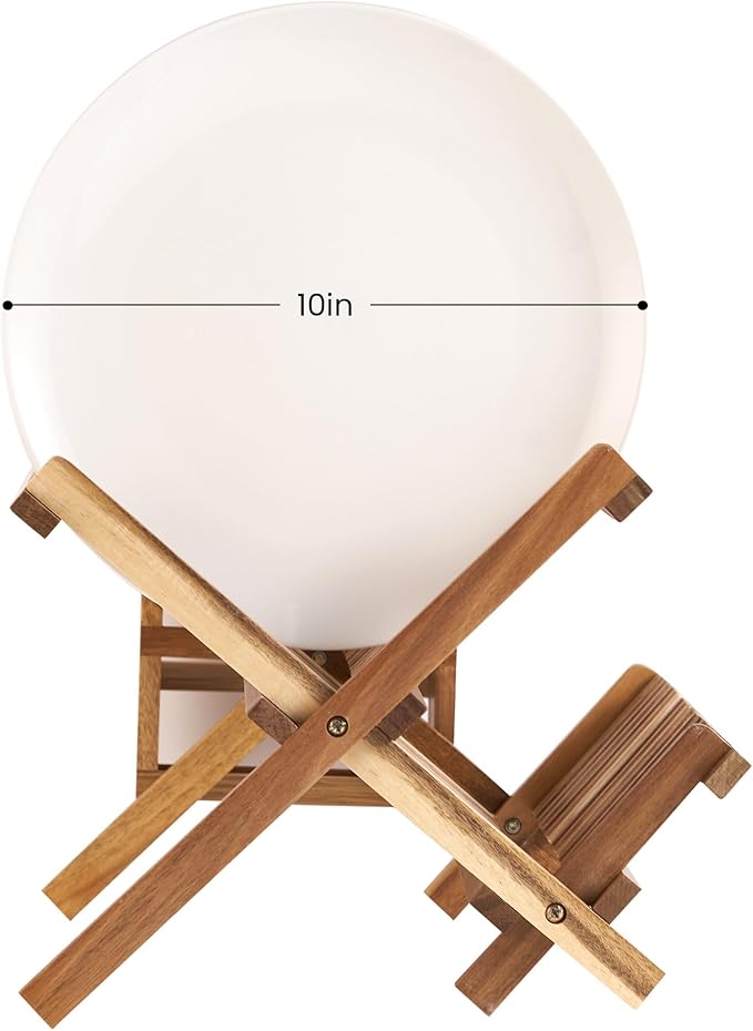 Acacia Wooden Dish Drying Rack for Kitchen Counter 2-Tier Collapsible Bmaboo - Image 6