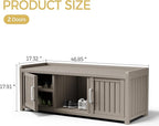 Storage Bench - Waterproof Resin Shoe Bench with Adjustable Shelves - Indoor & Outdoor Use, 2 Doors Entryway Bench with Hidden Storage Space - Storage Cabinet for Bedroom, Hallway, Grey - Image 3