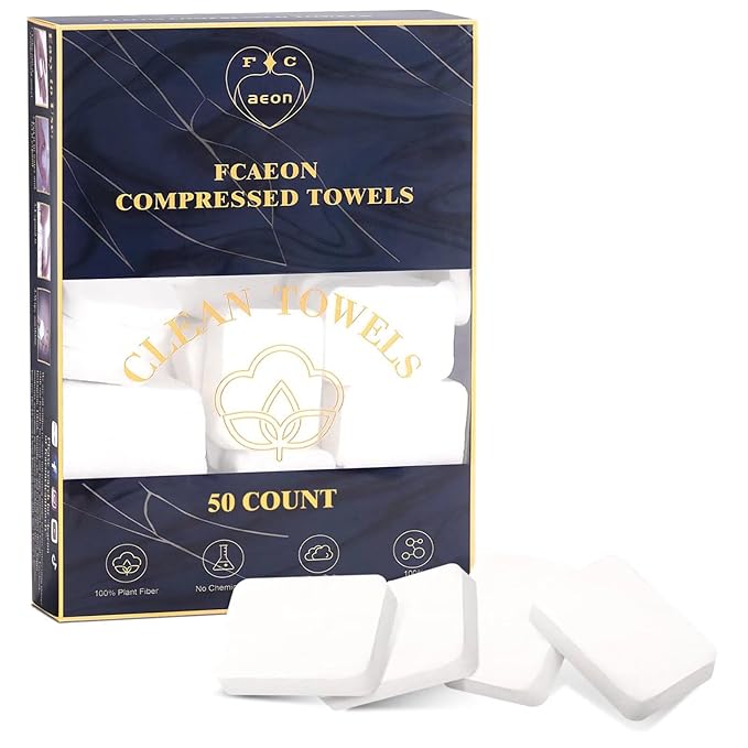Disposable Face Towels 50 Count Compressed Towel Tablets 12×9 Inch Washcloths by FCaeon