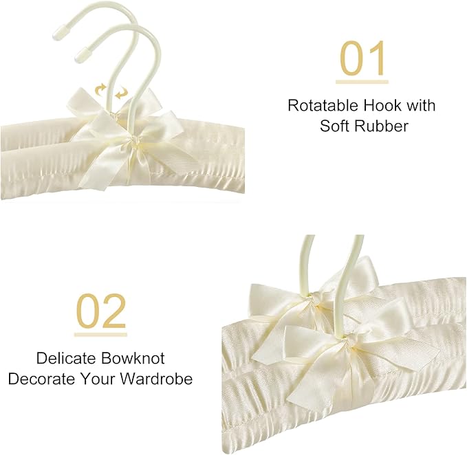 TOPIA HANGER Padded Hangers for Women Clothing, 17-inch Satin Hangers 10 Pack - Image 2