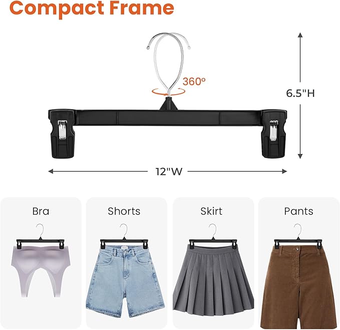HOUSE DAY Black Pants Hangers 50 Pack, 12 Inch Skirt Hangers - Image 2