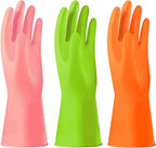 Alimat PluS 3 Colors Rubber Dishwashing Gloves Without Liner, Reusable Cleaning by AlimatPlus