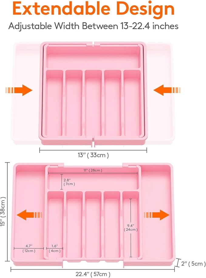 Lifewit Silverware Drawer Organizer, Expandable Utensil Tray - Image 3