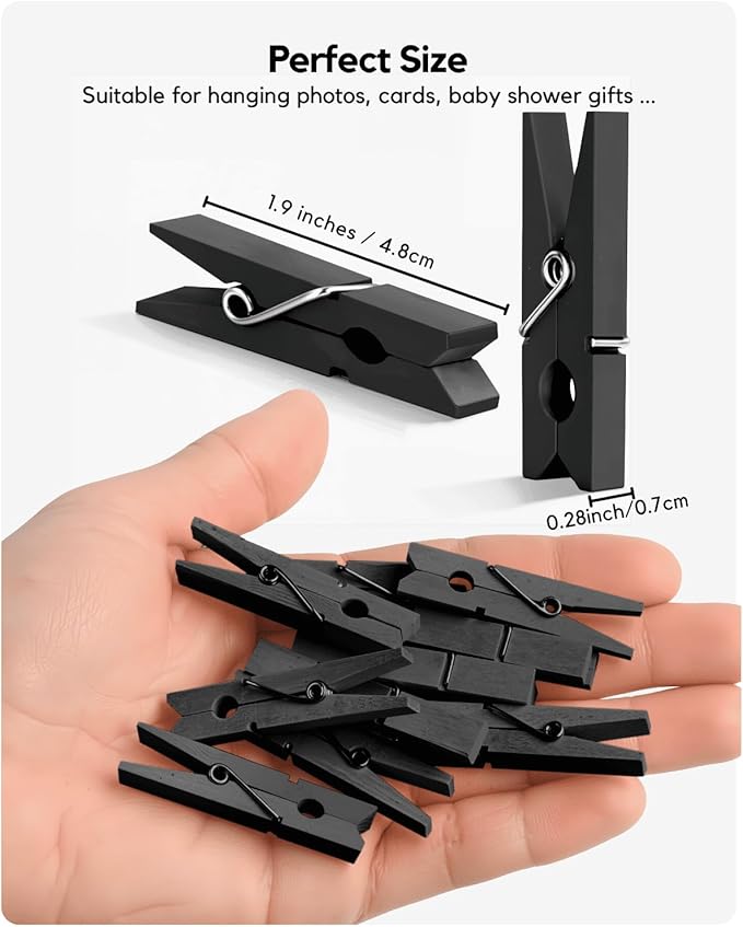 Clothes Pins Wooden Black Colored Clothespins - Image 3