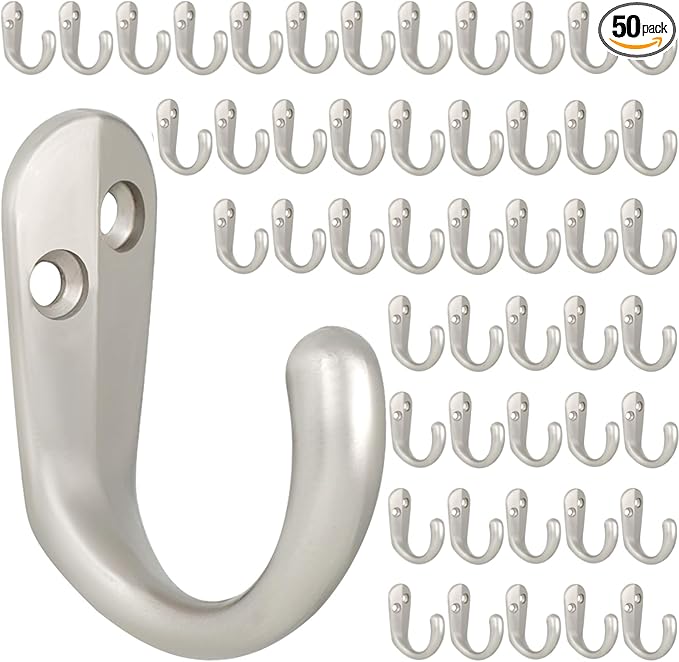 IBosins 50PCS Coat Hooks Wall Mounted Single Prong Robe Hook by IBosins