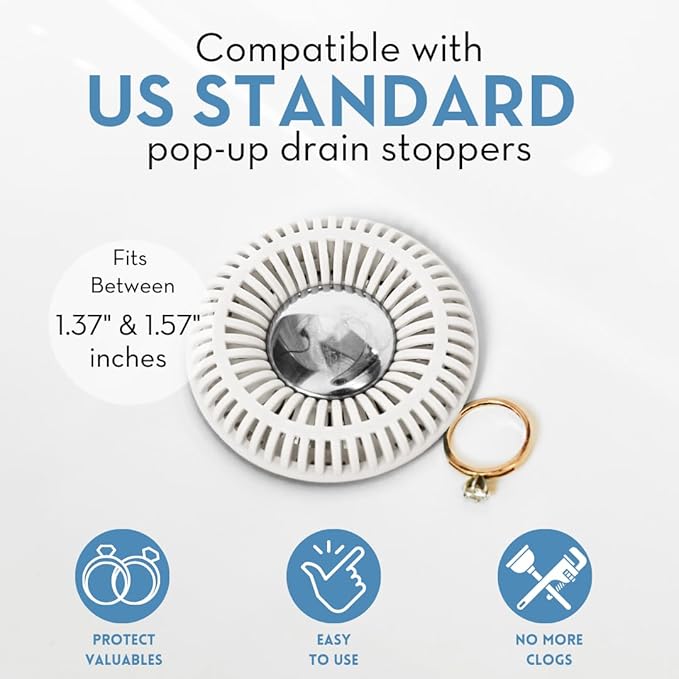 Bathroom Sink Hair Catcher for Pop-Up Drain – SinkRing 1.57" Precision Strainer - Image 3