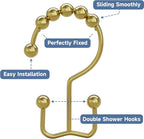 Titanker Gold Shower Curtain Hooks Rings, Rust-Resistant Metal Double Glide - Image 4