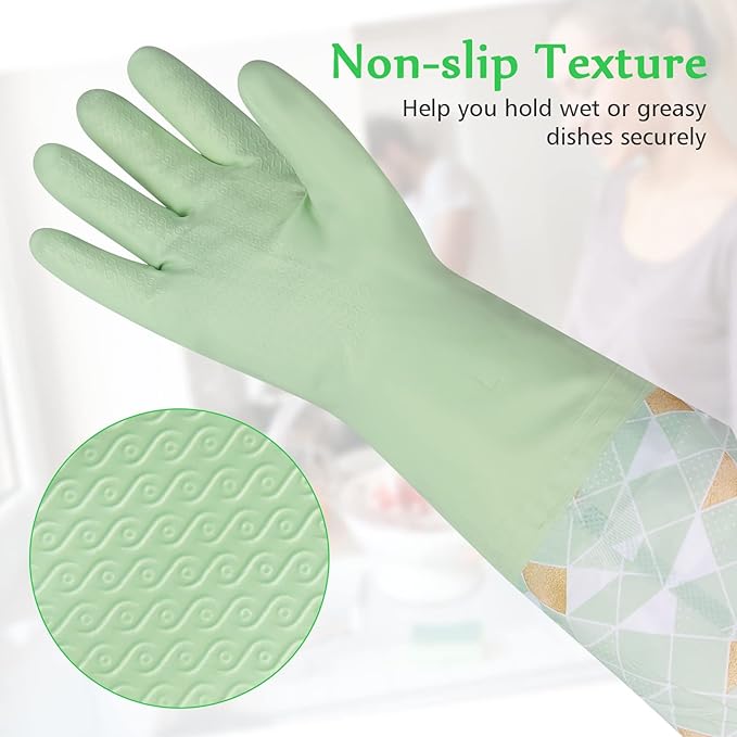 Yiomxhi Household Cleaning Gloves 3 Pairs Reusable Dishwashing Gloves Latex Free - Image 3