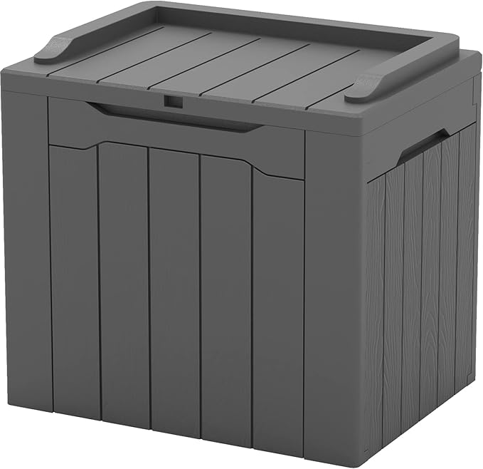 Patiowell 30 Gallon Resin Deck Box, Outdoor Storage Box for Patio Furniture, Deliveries, Pool Supplies,Waterproof and Lockable, Grey by Patiowell