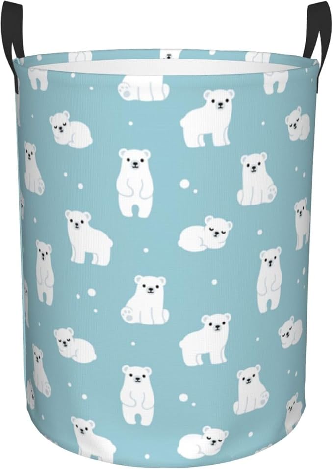 Cute Polar Bears Laundry Hamper Bag - Image 9