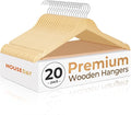 HOUSE DAY Premium Wooden Coat Hangers 20 Pack, Heavy Duty Solid Wood Clothes by HOUSEDAY
