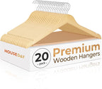 HOUSE DAY Premium Wooden Coat Hangers 20 Pack, Heavy Duty Solid Wood Clothes by HOUSEDAY