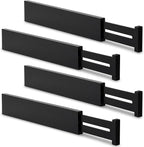 Utoplike 4 pcs Bamboo Kitchen Drawer Dividers Large, Adjustable Black Drawer by Utoplike