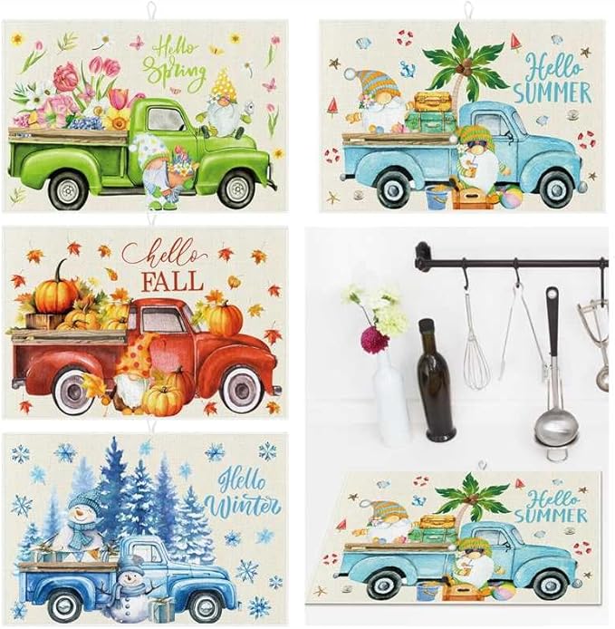 4 Pcs Seasonal Dish Drying Mats by Teenyyou