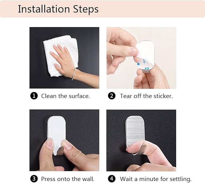 Small Self Adhesive Hooks for Hanging Heavy Duty Stick On Hooks for Wall Sticky - Image 6