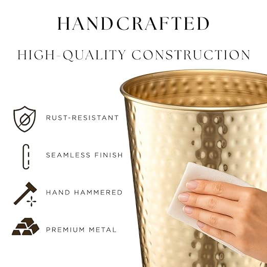 Monarch Abode Metal Bathroom Trash Can – Waste Basket - Image 2