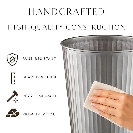 Monarch Abode Metal Bathroom Trash Can – Waste Basket - Image 3