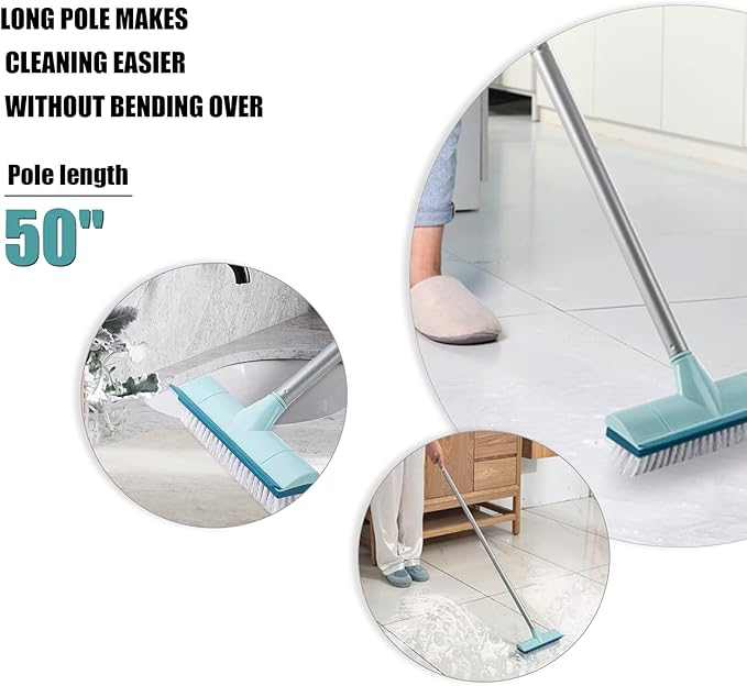 BOOMJOY Floor Scrub Brush with Long Handle, 2 in 1 Scrape and Brush, Stiff - Image 4