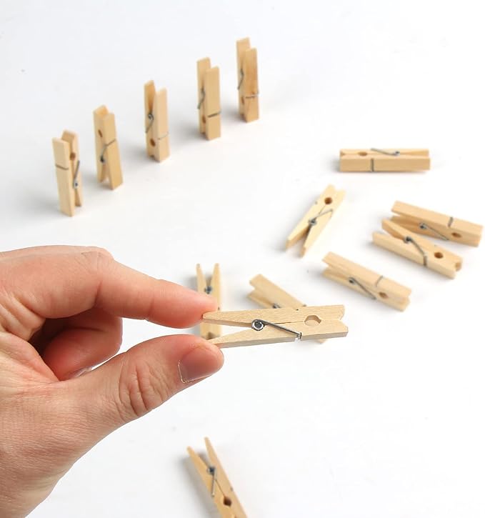 KIMOBER 1.77Inch Wooden Clothespins, Sturdy Natural Wooden Craft Peg Pins Clips - Image 4