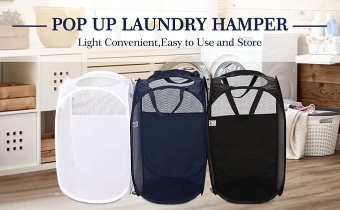 AQQA 6 Pcs Handy Laundry Collapsible Mesh Foldable Hampe, Popup Laundry Basket - Image 5