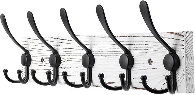 Coat Rack Wall Mount Wooden Hat Rack by Kuhome