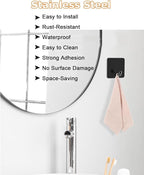 Adhesive Towel Hooks for Bathrooms, 8 Piece Towel Hooks for Hanging Hat Robe - Image 7