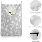 Grey Simple Leaves Hanging Laundry Hamper Door Hampers Bag Basket - Image 5