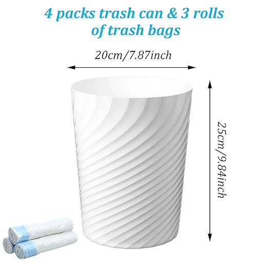 4Pcs Small Trash Can, Wastebasket Recycling Bin, Round Garbage Can, Plastic - Image 2