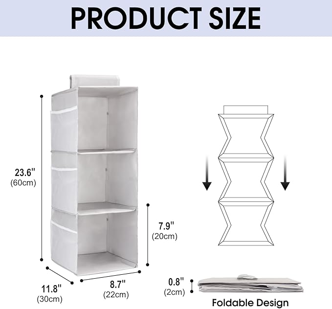 PetsHome 3-Shelf Hanging Closet Organizer, Space Saver, Closet Hanging Storage - Image 3