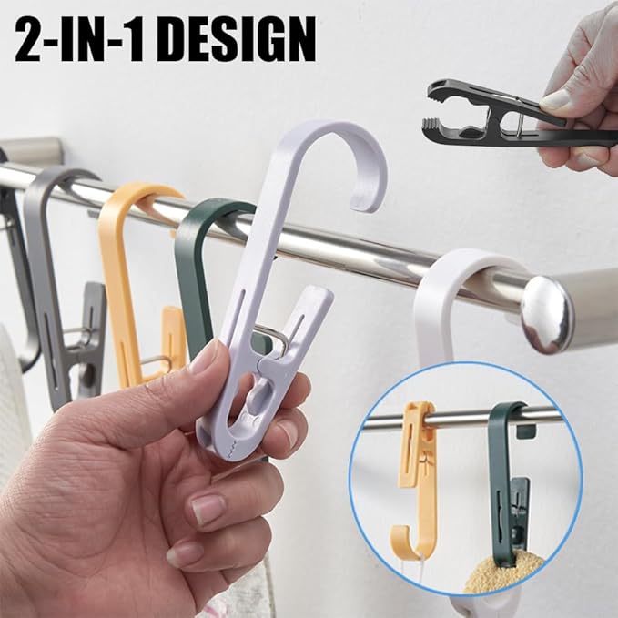 6Pcs Laundry Hooks with Clips Hanger Closet Organizer Clamps Hanging Socks Boot - Image 2