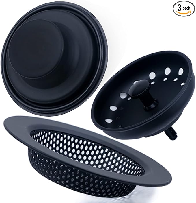3 Pieces Kitchen Sink Stopper Strainer, 3 in 1 Kitchen Sink Basket Strainer by BOYIVI