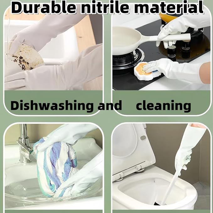 White Nitrile Rubber Gloves Large, Long Sleeve Thickened Reusable, 18inch - Image 5