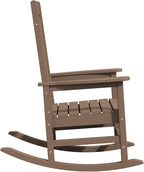 KINGYES HDPE Rocking Chairs Outdoor, Patio Rocking Chairs with 330lbs Support, Smooth Porch Rocker for Deck Lawn Yard, Brown - Image 10