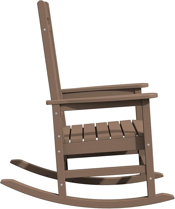KINGYES Outdoor Rocking Chair Set of 2, High Density Polyethylene Patio Rocking Chairs with 330lbs Support for Adults, Brown - Image 11