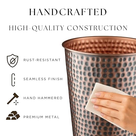 Monarch Abode Metal Bathroom Trash Can – Waste Basket - Image 3