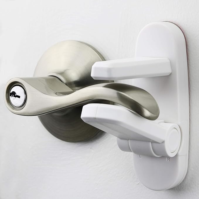 Door Lever Lock – Prevents Toddlers from Opening Doors – Easy One-Hand Operation by WappaBaby