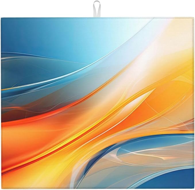 Blue Burnt Orange Fluid Art Dish Drying Mats by Unknown