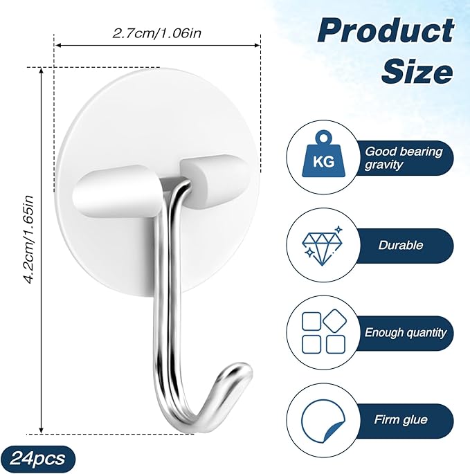 24pcs Round Plastic Hooks - Image 2