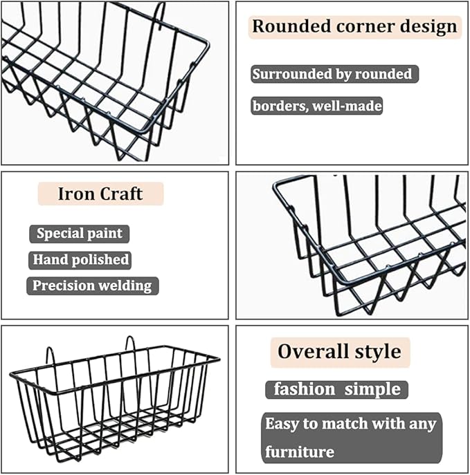 3 Pack Wire Baskets, Wall Grid Panel Hanging Wire Basket, Wall Storage and - Image 4