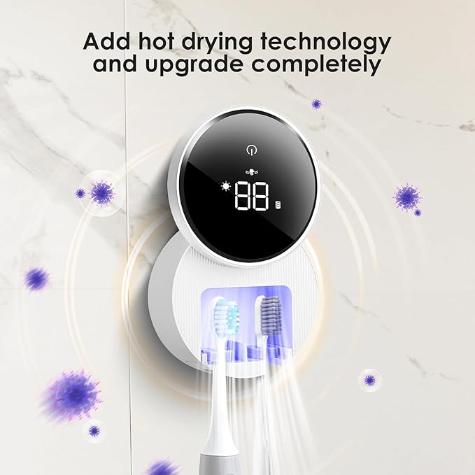 Wall Mounted Toothbrush Holder & Toothbrush Cleaner, Electric Toothbrush Holder - Image 2
