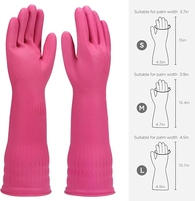 Dishwashing gloves 2 Pairs for kitchen, Rubber cleaning gloves, Long dish - Image 6
