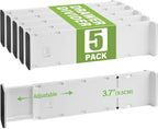 5 Pack Drawer Dividers 3.7" High Slim Organizers Expandable 14.8-25.6" by Unknown