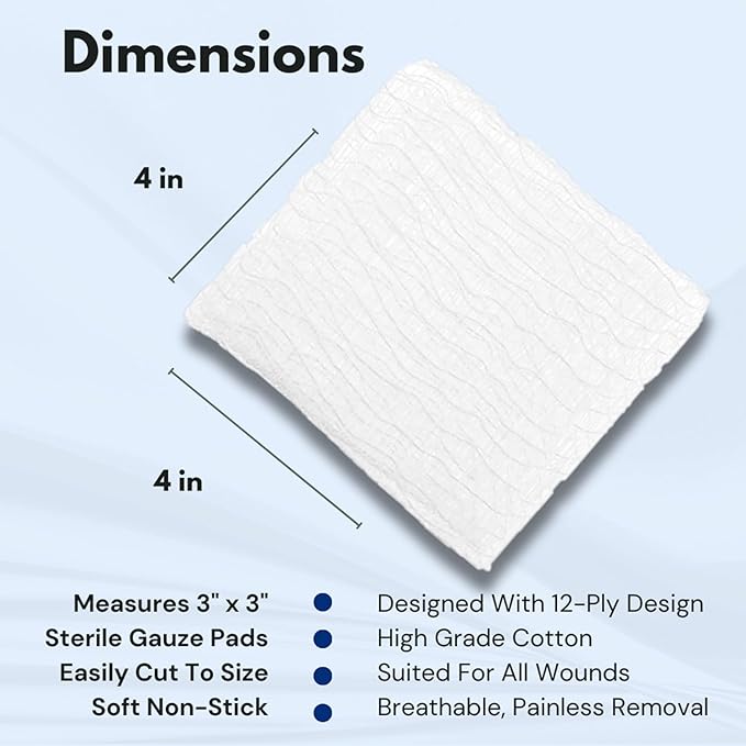 Dealmed Sterile 4x4 Gauze Pads Individually Wrapped, Disposable Medical Gauze - Image 3