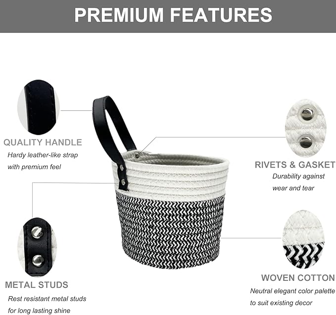 Cotton Rope Hanging Baskets for Organizing 2 Pcs Round Small Wall Basket - Image 4