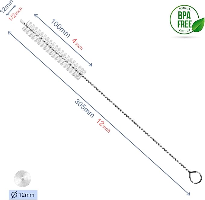 Straw Cleaner Brush Extend 12 inch, Extra Wide 12mm diam Pipe Cleaners - Image 2