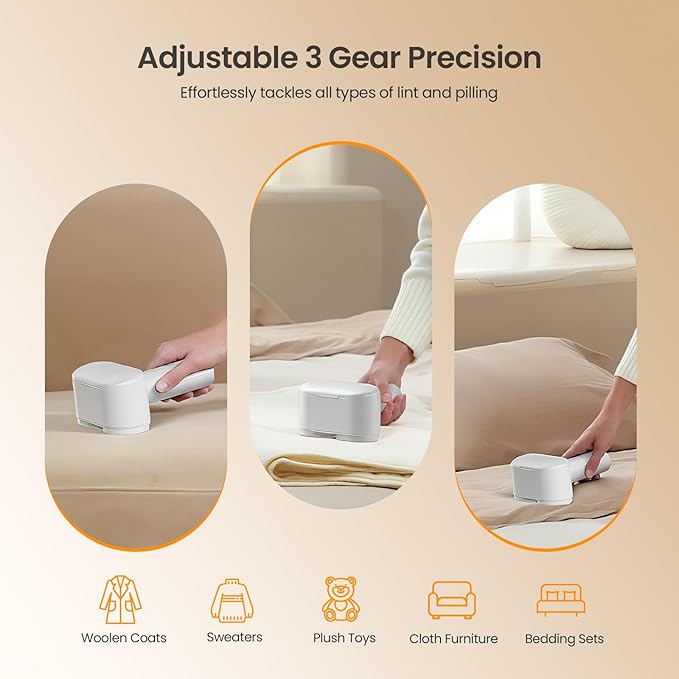 Mosthink Fabric Shaver, 2-in-1 Electric Lint Remover & Build-in Lint Brush - Image 3