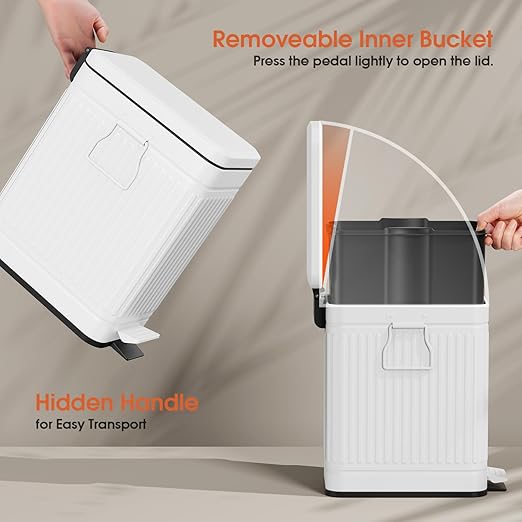 Small Bathroom Trash Can with Lid Soft Close, 6L / 1.6 Gallon Stainless Steel - Image 4