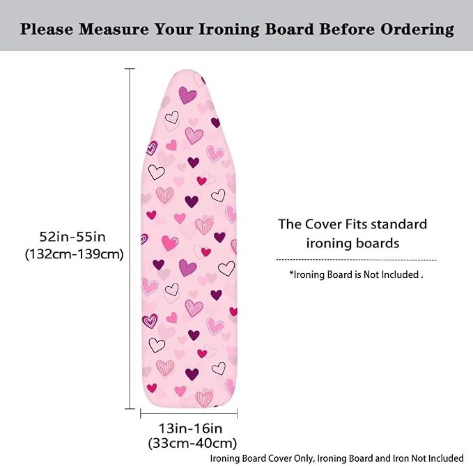 Pink Hearts Ironing Board Cover Soft Stain Resistant Ironing Board Cover - Image 5